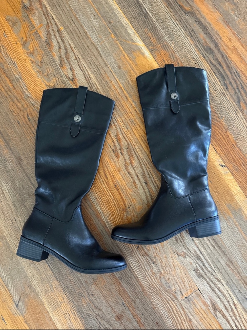 Nautica Black Over-the-Knee Leather-Look Boots